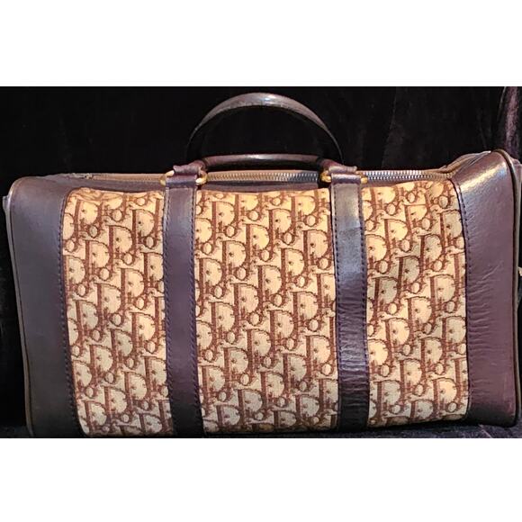 CHRISTIAN DIOR 1960s RARE Early Oblique Monogram Box Travel Bag - Picture 1 of 16